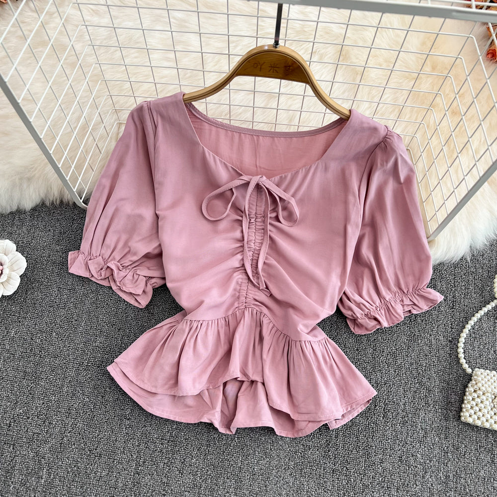 Cute drawstring crop top      S509