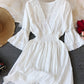 A line white hollow lace dress summer dress    S132