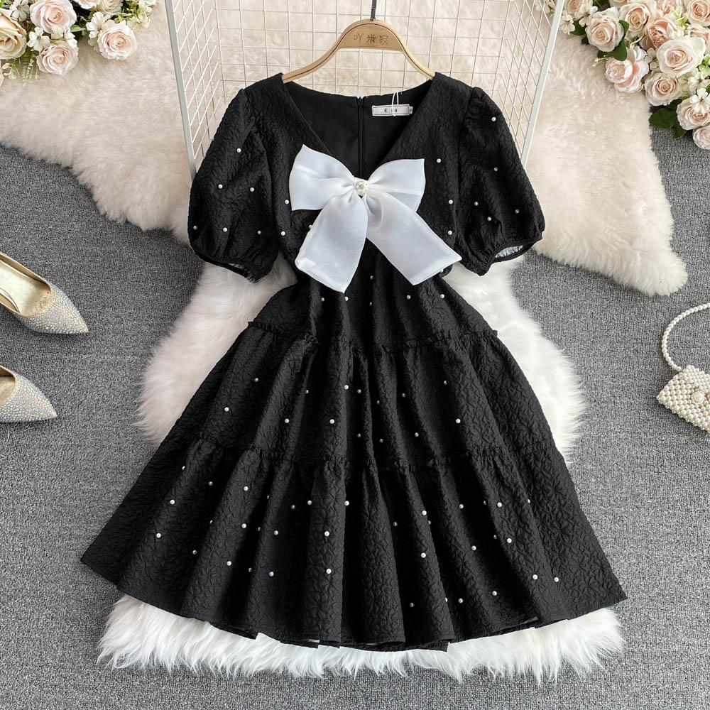 Cute bow A line dress fashion girl dress    S397