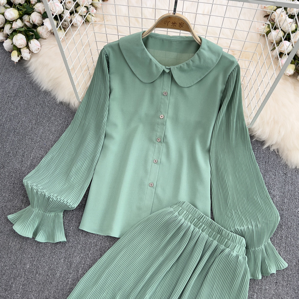 Cute two pieces dress green A line fashion dress      S168