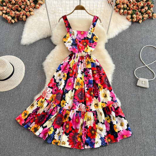 Sweet flower pattern short dress A line fashion dress    S475