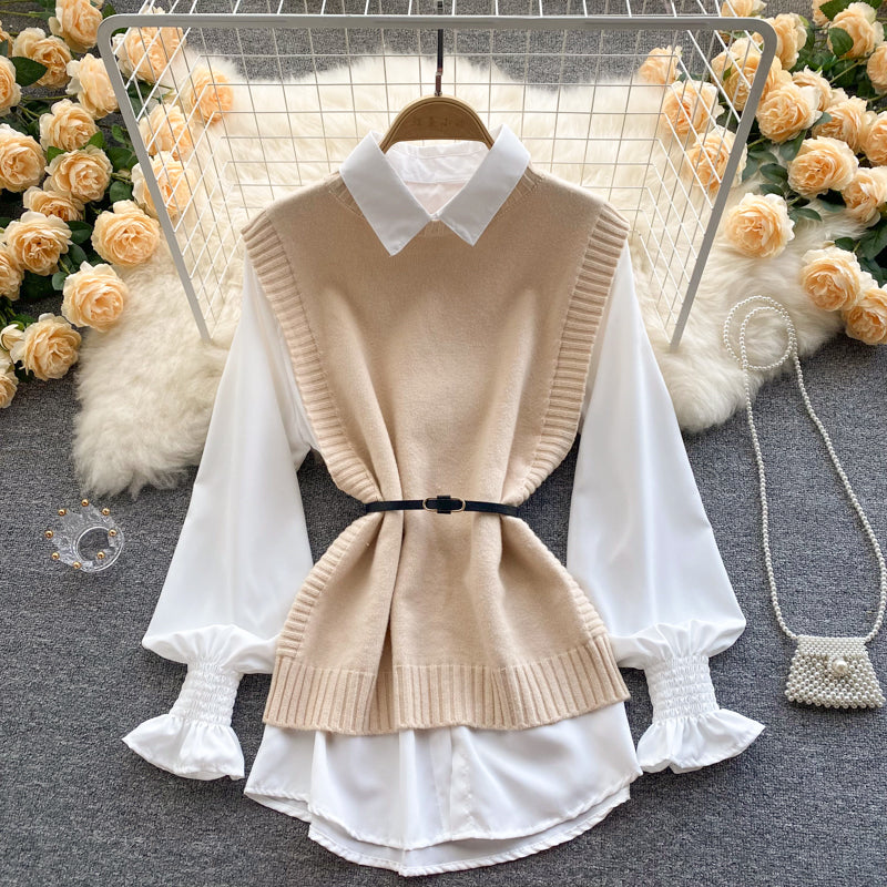 Cute two-piece long sleeve top   S527