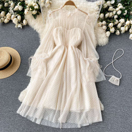 Cute tulle long sleeve dress fashion dress     S203