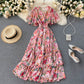 Cute v neck floral dress A line fashion dress  S61