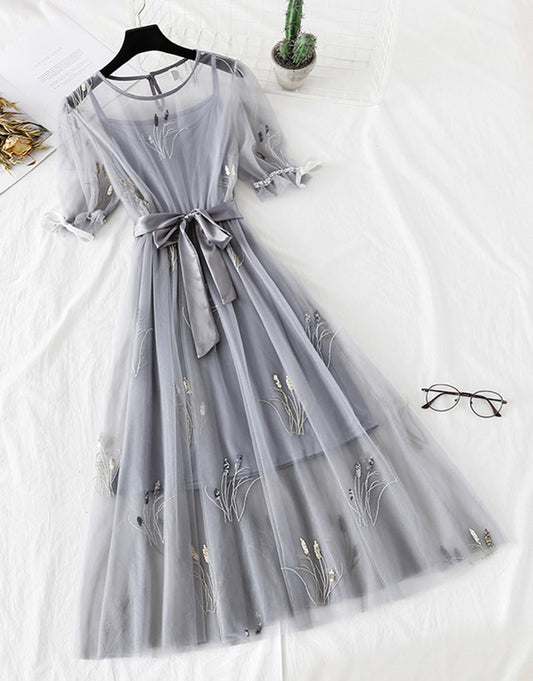 A line tulle dress with sequins fashion girl summer dress  S60