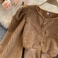 Stylish corduroy long sleeve top  S110