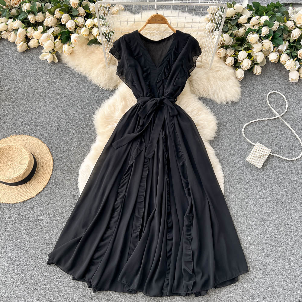 Cute v neck short dress fashion dress     S366