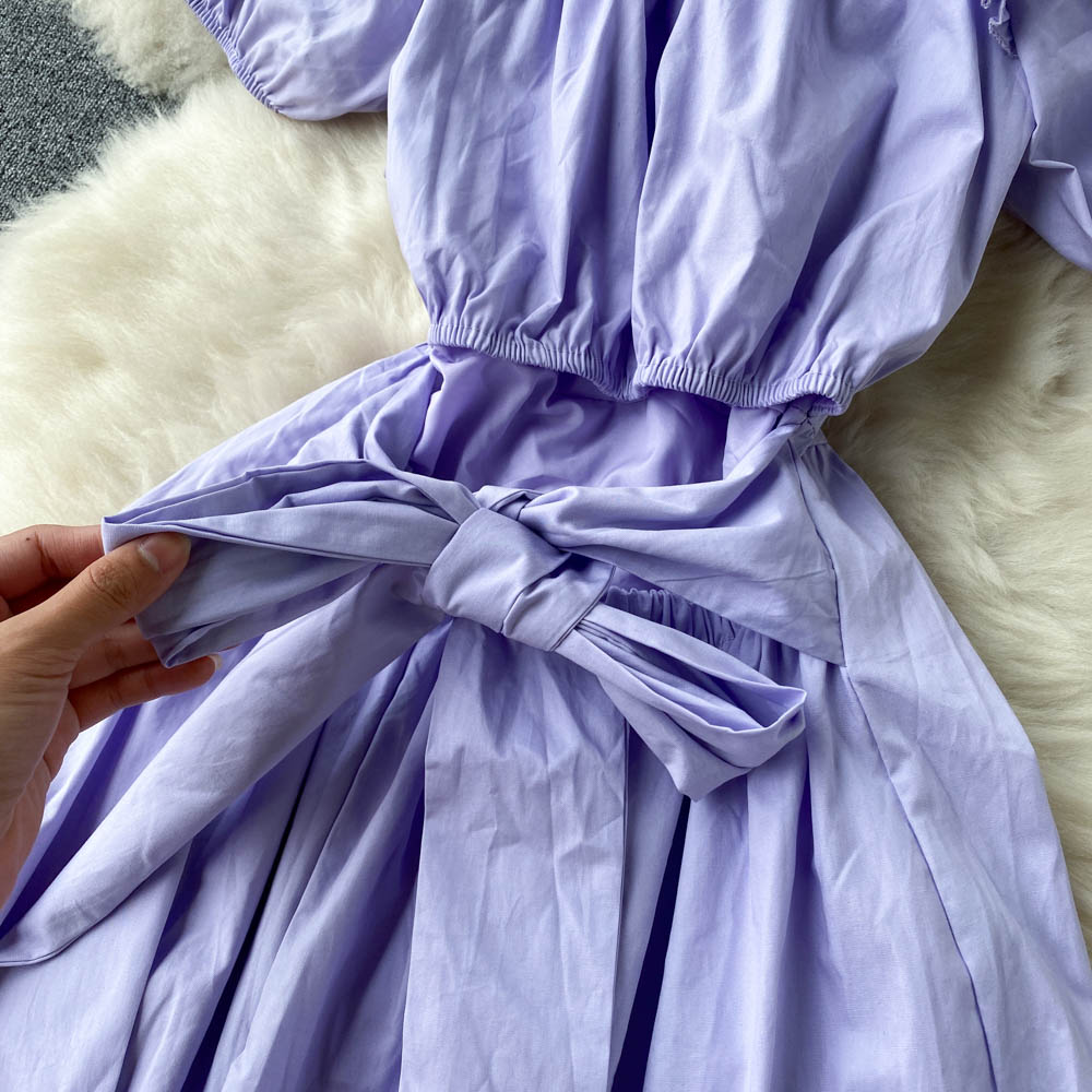 Purple A-line short dress fashion dress     S305