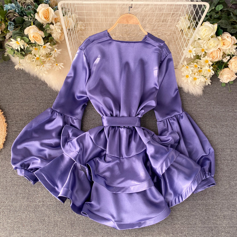 Stylish v neck long sleeve dress fashion dress   S14