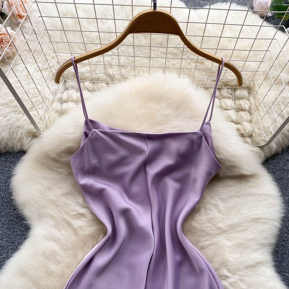 Purple satin fashion dress    S323