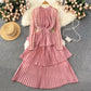 A line chiffon lace long sleeve dress fashion dress    S243