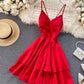 A line v neck short dress summer dress   S92