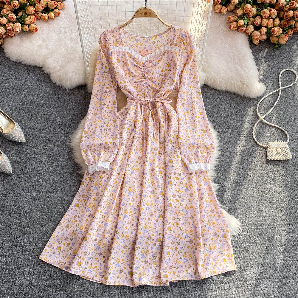 Cute A line floral dress A line fashion dress    S192