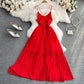 Red A line chiffon dress fashion girl dress    S395
