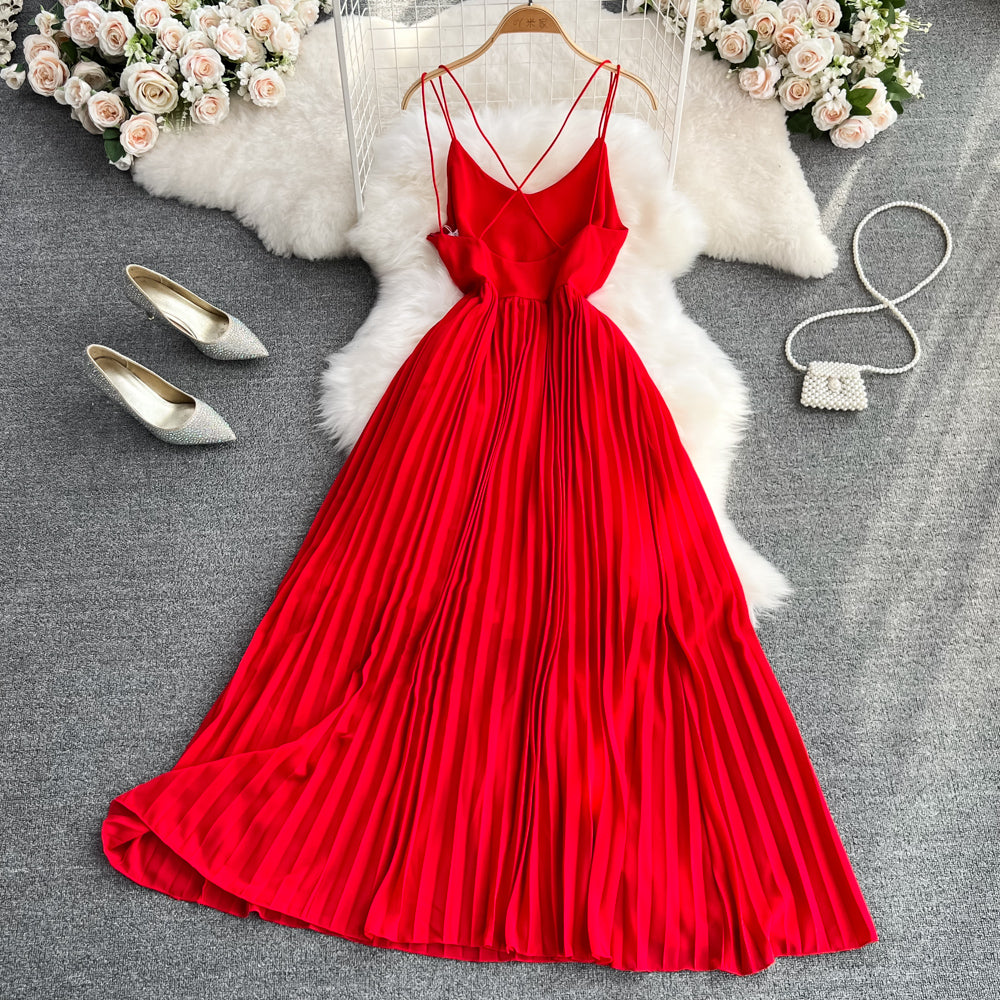 Red A line chiffon dress fashion girl dress    S395