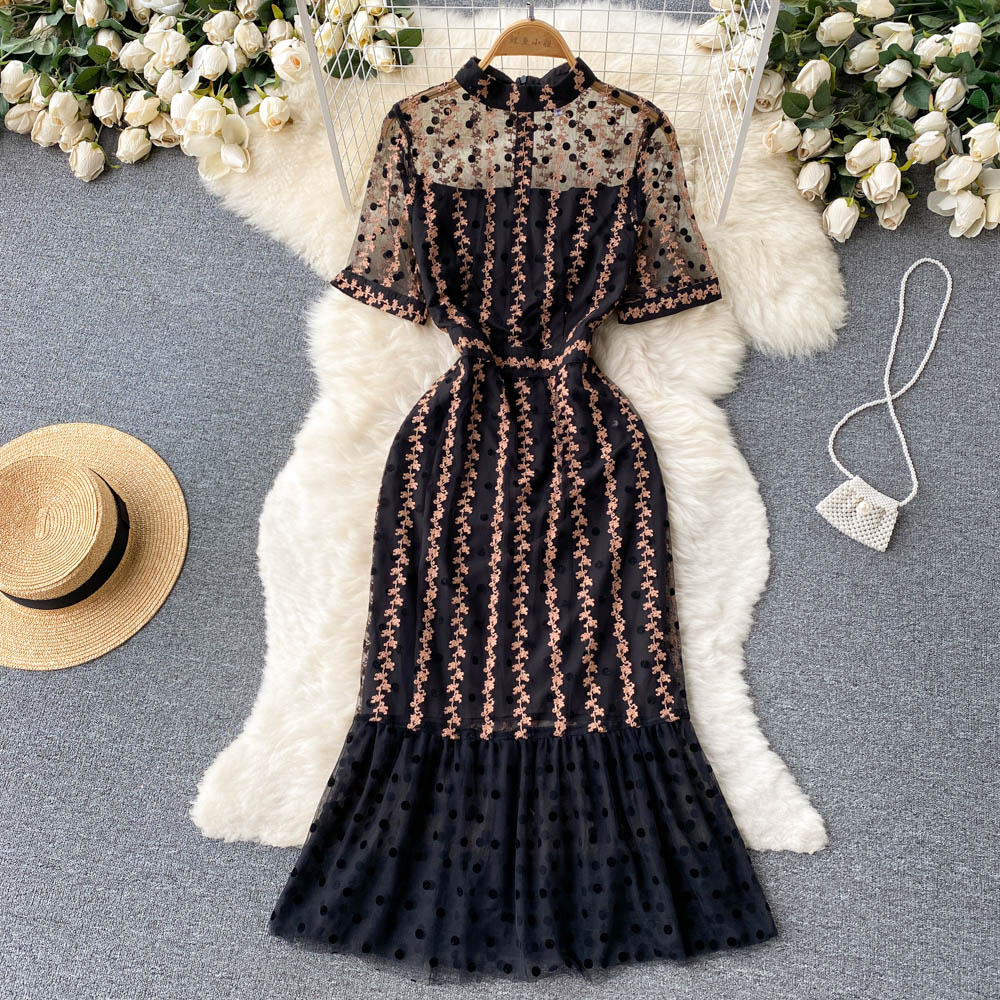 Black lace fashion dress     S344