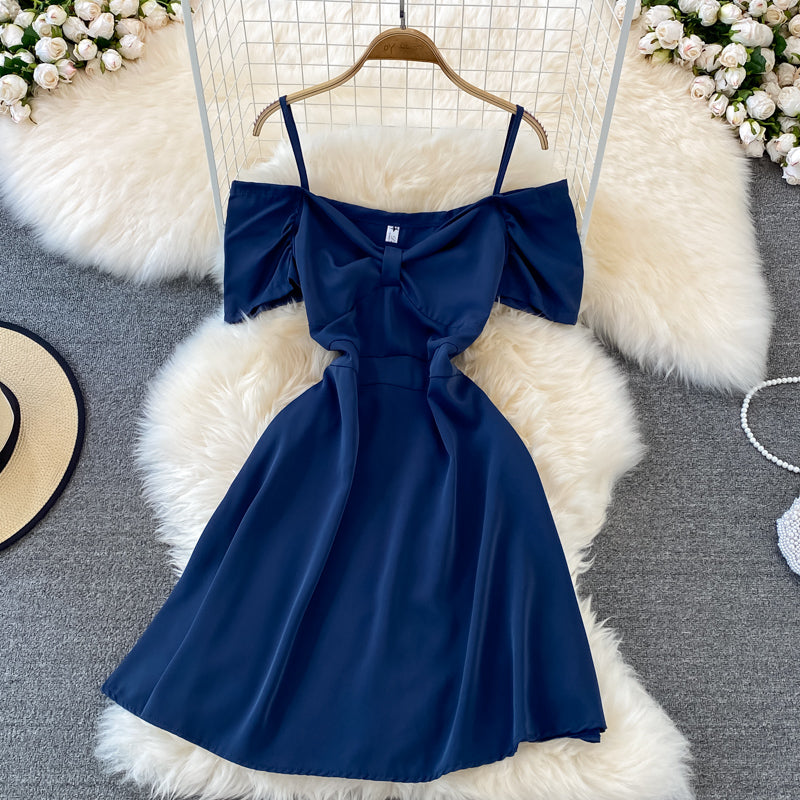 Simple A line off shoulder dress fashion dress    S313