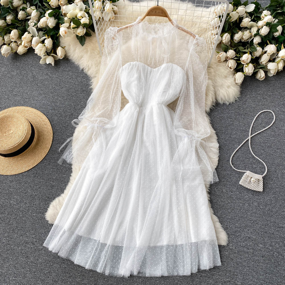 Cute tulle long sleeve dress fashion dress     S203