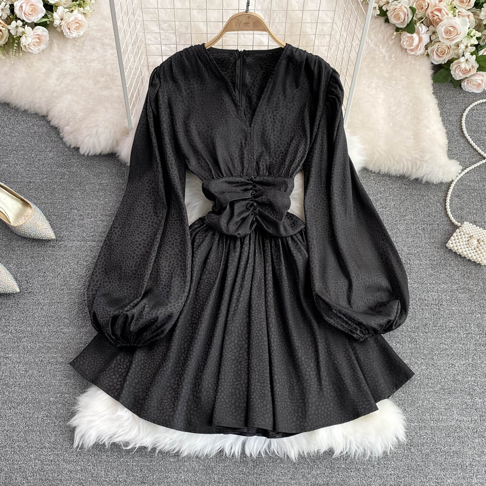 Stylish v neck long sleeve dress fashion dress    S183