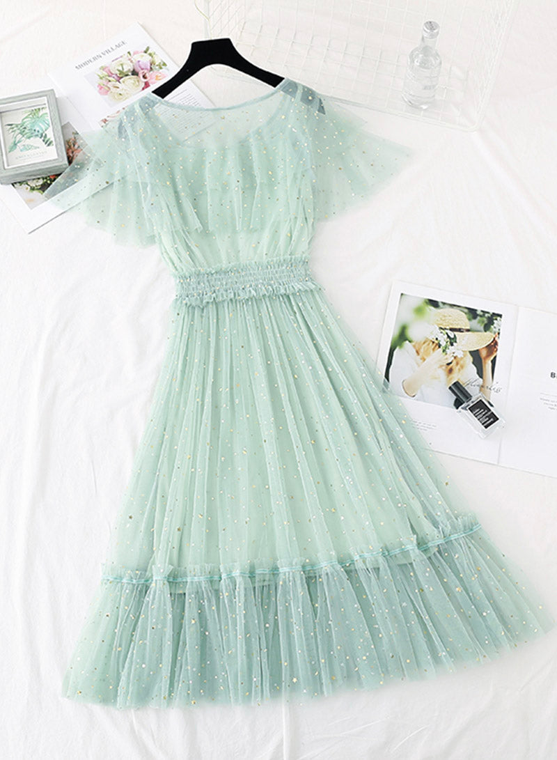 Cute tulle sequins short dress summer dress    S65