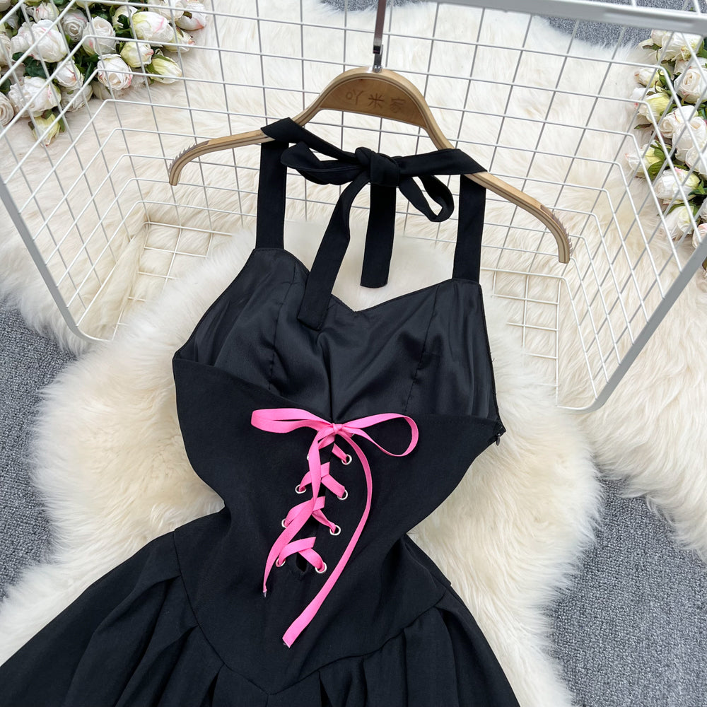 Black A line short dress fashion dress    S315