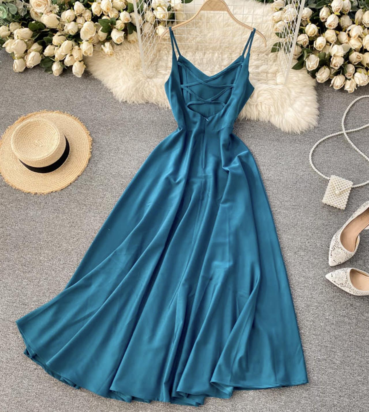 Cute v neck satin dress fashion dress    S125