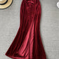 Burgundy velvet long dress  S27