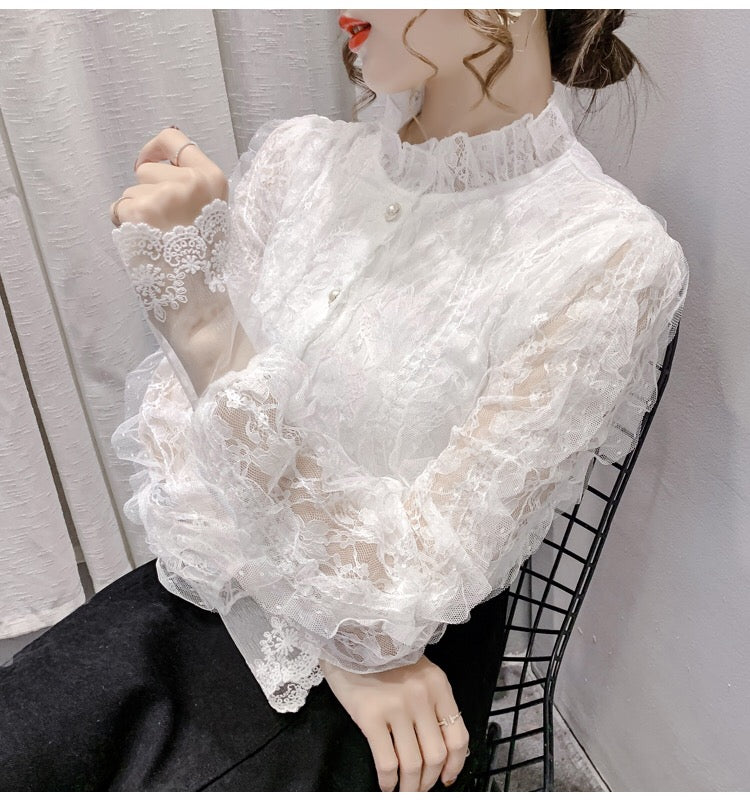 Cute lace long sleeve tops fashion tops    S165