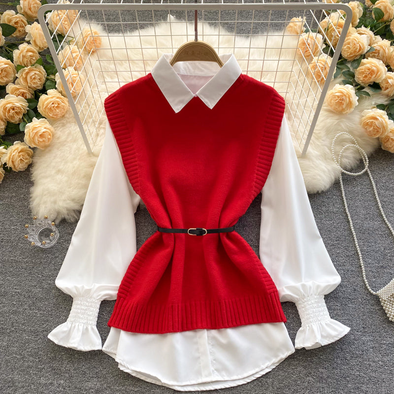 Cute two-piece long sleeve top   S527