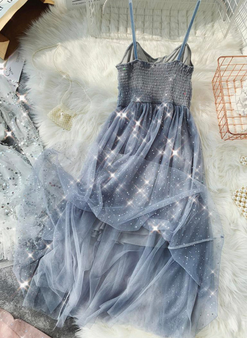 A line tulle sequins dress summer dress    S97