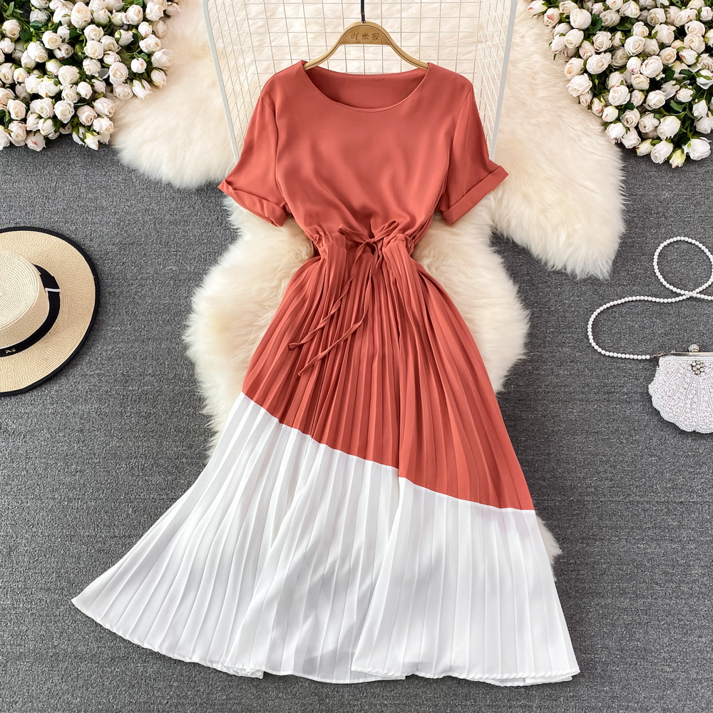 Cute colorblock A line dress fashion dress    S396