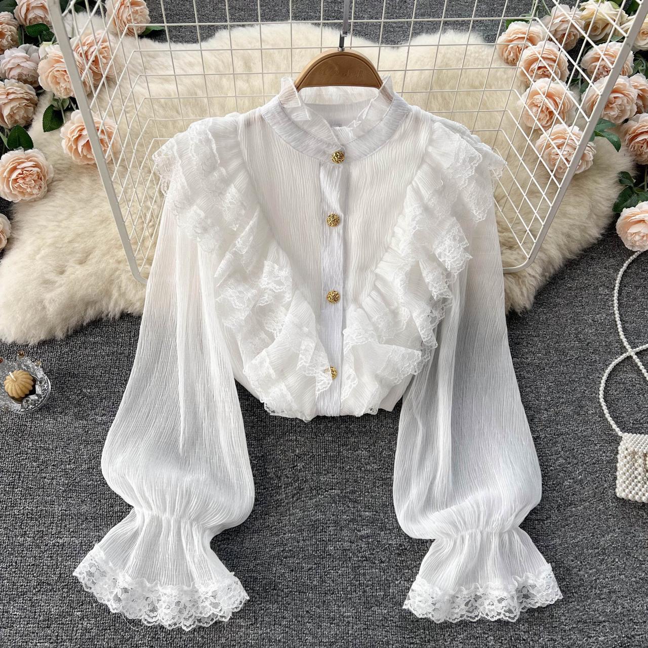 Cute lace long sleeve tops    S271