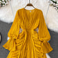Stylish v neck long sleeve dress A line fashion dress    S238
