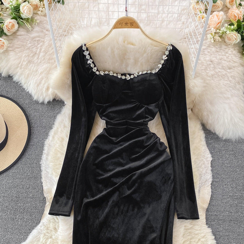 Elegant vlevet long sleeve dress fashion dress     S232