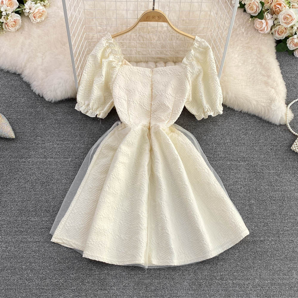 Simple A line bow dress fashion girl dress    S362