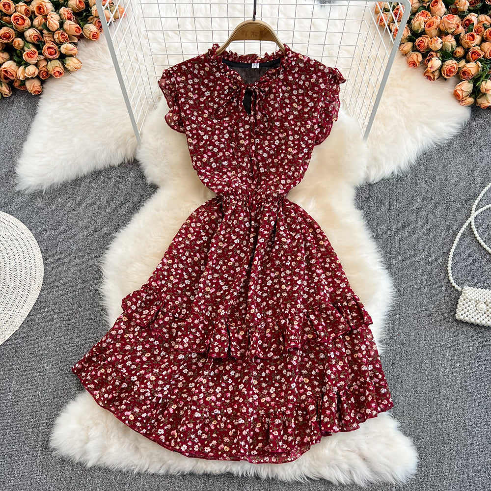 Cute A line floral dress fashion dress     S441