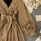 Simple v neck long sleeve short dress    S63