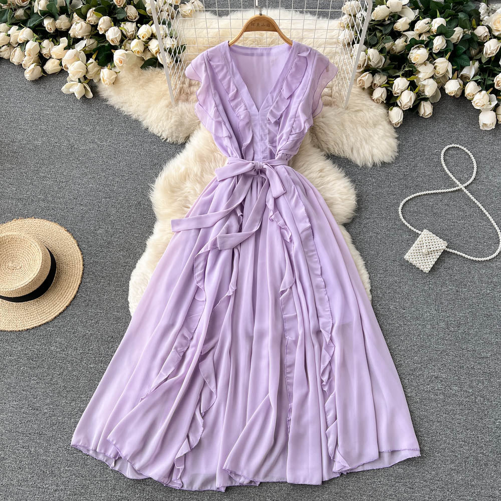 Cute v neck short dress fashion dress     S366