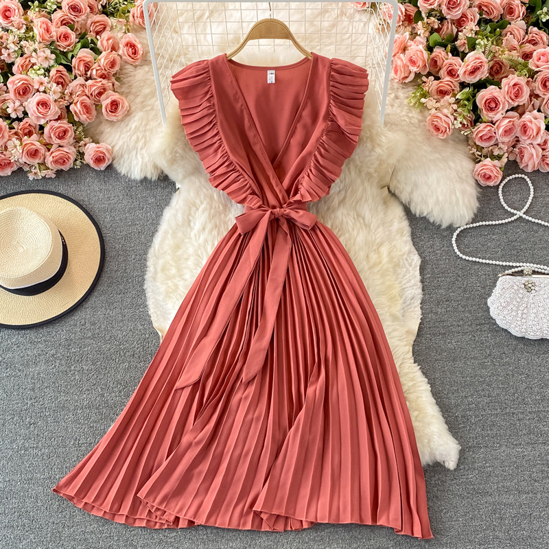 Simple V-neck chiffon short dress fashion dress     S291