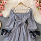 Cute checkered bow long sleeve dress fashion dress     S250