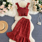 Stylish slim two-piece lattice set summer dress   S87