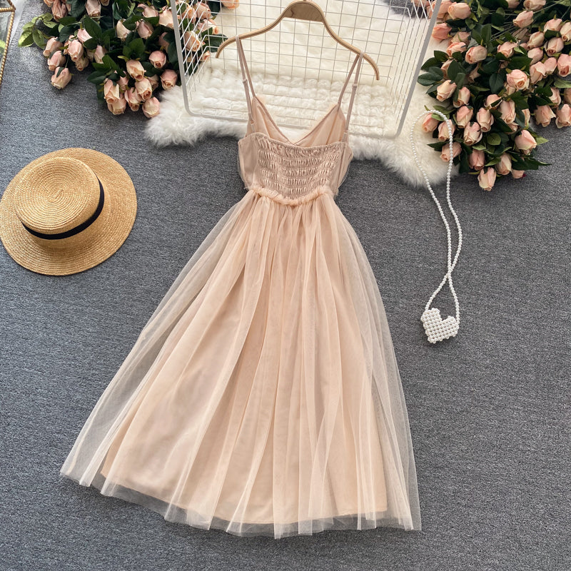 Cute v neck tulle short dress fashion dress  S48