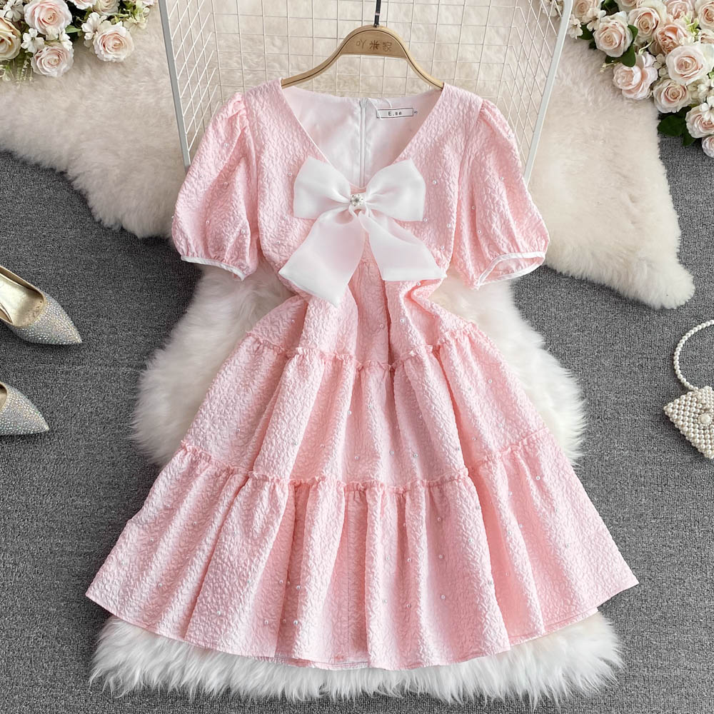 Cute bow A line dress fashion girl dress    S397