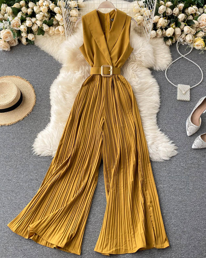 Stylish v-neck sleeveless jumpsuit    S100