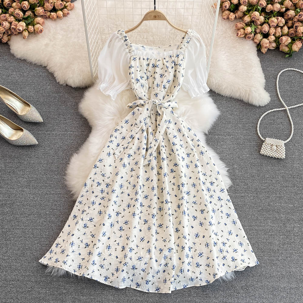 Sweet A line floral dress fashion dress      S402