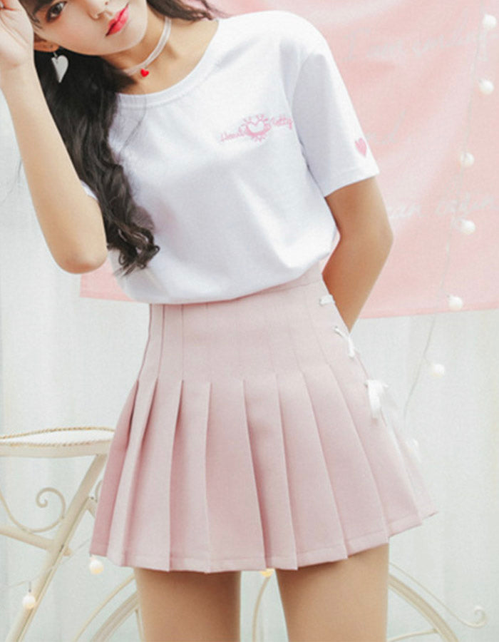 Cute side bow pleated skirt    S49