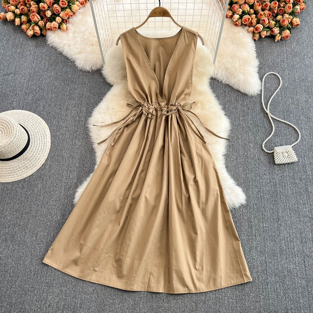 Simple v neck short dress fashion dress   S464