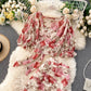 Cute floral chiffon two pieces dress fashion dress     S145