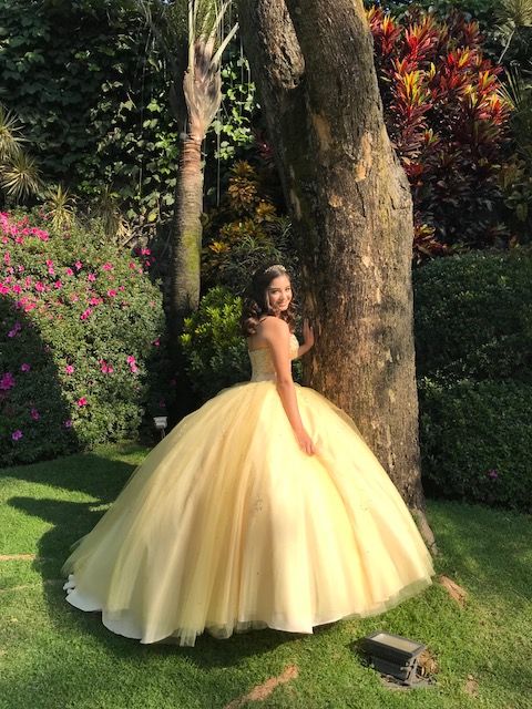 Yellow Ball Gown Prom Dresses Evening Gowns Formal Dress     S2367