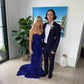 Sparkly Long Royal Blue Prom Dresses Sequins Sleeveless Formal Gowns Cheap     S2326